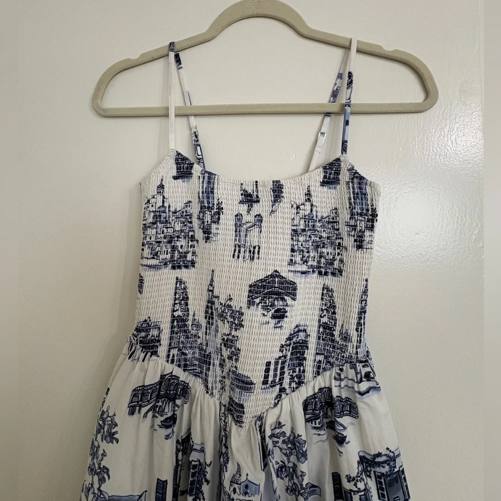 Abercrombie & Fitch Dipped-Waist Smocked Midi Dress - Picture 3 of 5